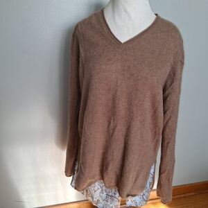 Magaschoni V-Neck Sweater in Rich Brown